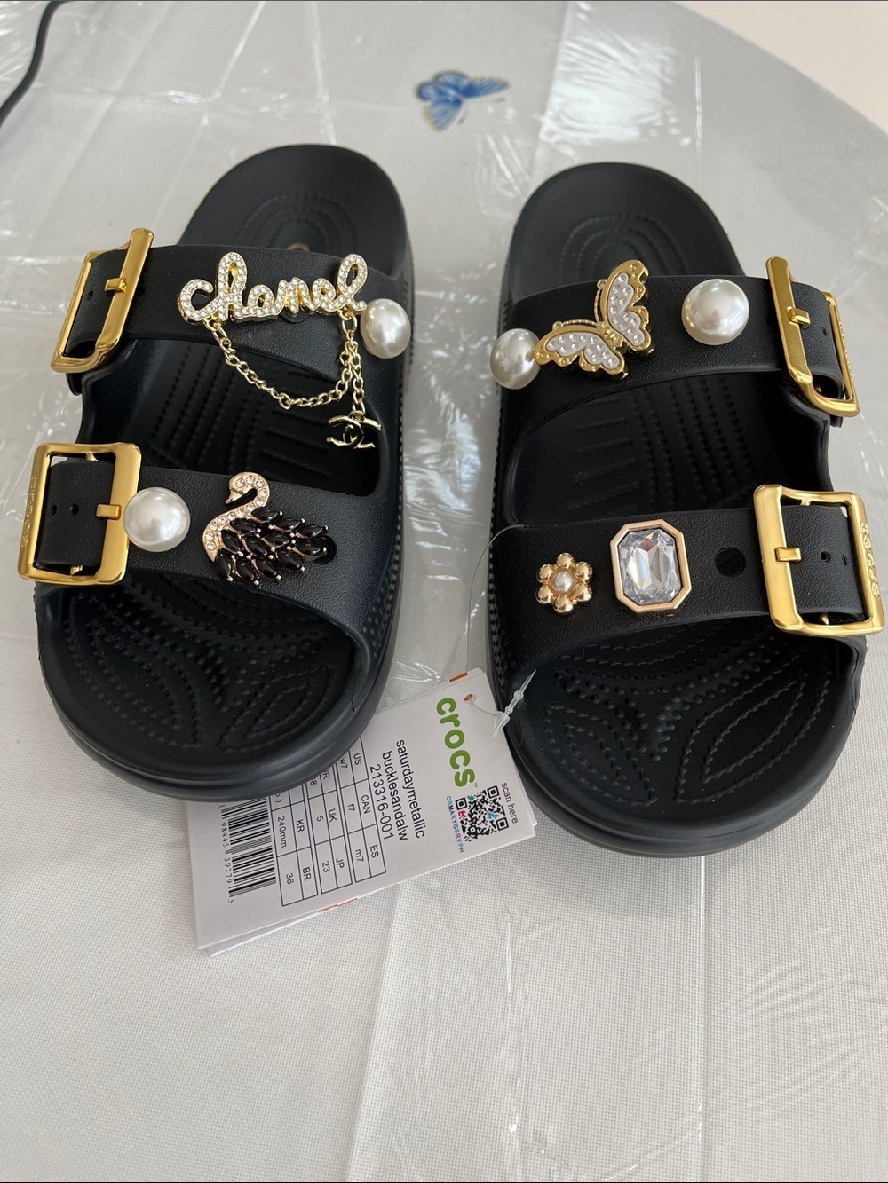 Crocs sandals with charms